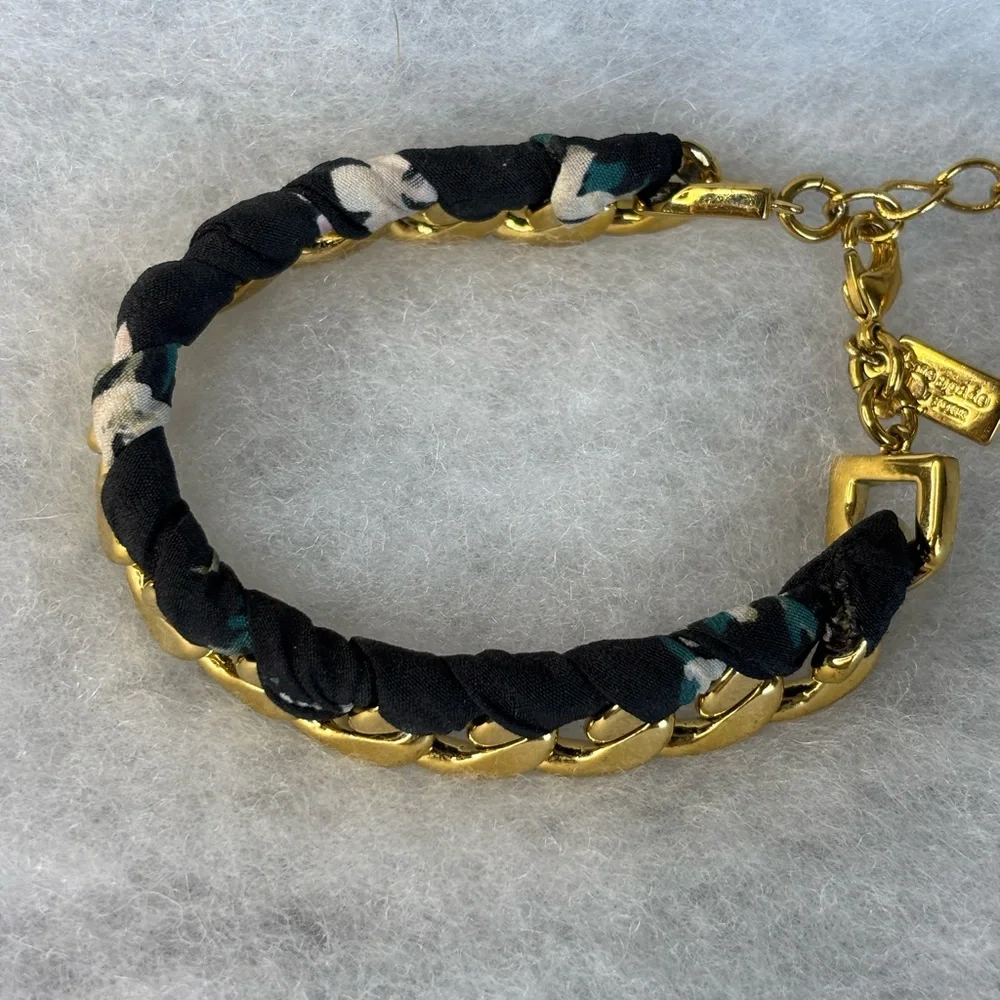 kate spade Gold Chain Bracelet with Black Woven Fabric Detail - Picture 5 of 9